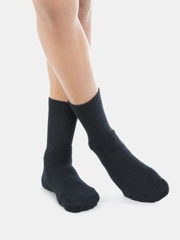 Jockey - 7035 Men Compact Cotton Terry Crew Length Socks - Black