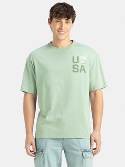 Jockey - US81 Men Super Combed Cotton Printed Oversized T-Shirt - Iceberg Green USA