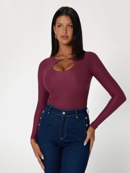 Guess - Satin Rose Pink Round Neck Solid Top