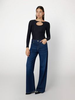 Guess - Jet Black Round Neck Solid Top