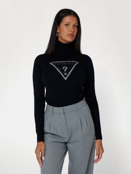 Guess - Jet Black High Neck Embellished Sweater