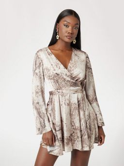 Guess - Water Snake V-Neck Printed White Dress