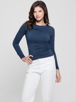 Guess - Cobalt Blue Round Neck Solid Top
