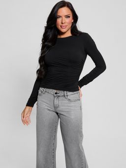 Guess - Jet Black Round Neck Solid Top