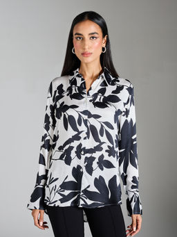 RSVP by Nykaa Fashion - White And Black Floral Full Sleeve Shirt