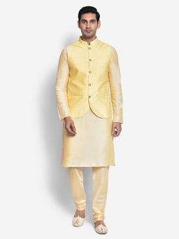 KISAH - Men Beige Kurta Jacket (Set of 3)