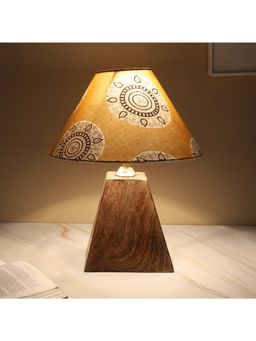Tu Casa - Yellow Mangowood Pyramid Style Table Lamp For Home Decoration