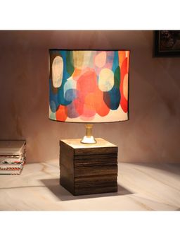 Tu Casa - Multi-Color Mangowood Square Block Style Table Lamp For Home Decoration