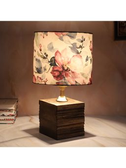Tu Casa - White Mangowood Square Block Style Table Lamp For Home Decoration