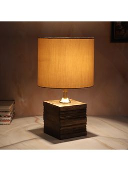 Tu Casa - Off White Mangowood Square Block Style Table Lamp For Home Decoration