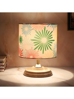 Tu Casa - White Mangowood Circular Table Lamp For Home Decoration