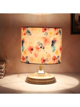 Tu Casa - White Mangowood Circular Table Lamp For Home Decoration