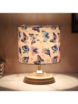 Tu Casa - White Mangowood Circular Table Lamp For Home Decoration