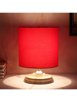 Tu Casa - Red Mangowood Circular Table Lamp For Home Decoration