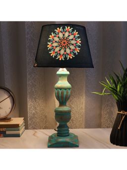 Tu Casa - Navy Blue Mangowood French Style Table Lamp For Home Decoration