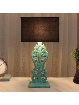 Tu Casa - Black Mangowood Aqua French Table Lamp For Home Decoration
