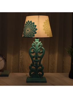 Tu Casa - White Mangowood Aqua French Table Lamp For Home Decoration