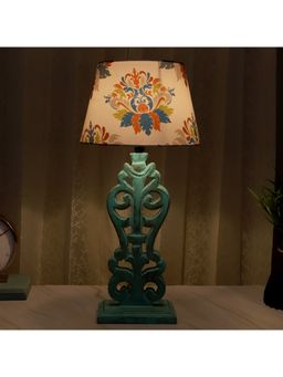 Tu Casa - White Mangowood Aqua French Table Lamp For Home Decoration