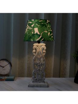 Tu Casa - Green Mangowood Rustic White French Table Lamp For Home Decoration