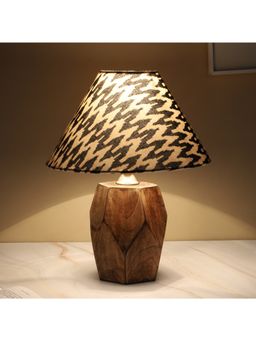 Tu Casa - Multi-Color Mangowood Diamond Cut Table Lamp For Home Decoration