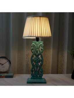 Tu Casa - Off White Mangowood Rustic Aqua French Table Lamp For Home Decoration