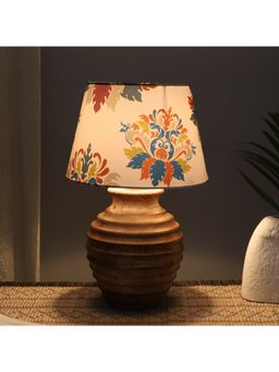 Tu Casa - White Earthy Serenity Mangowood Table Lamp For Home Decoration