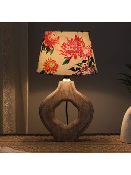 Tu Casa - White Graceful Bloom Mangowood Table Lamp For Home Decoration
