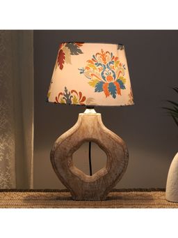 Tu Casa - White Graceful Bloom Mangowood Table Lamp For Home Decoration