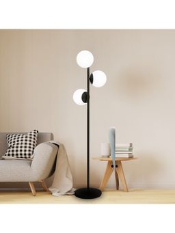 Tu Casa - Black Iron Base Foldable Floor Lamp With White & Glass Shade For Bedroom