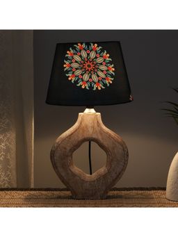 Tu Casa - Navy Blue Graceful Bloom Mangowood Table Lamp For Home Decoration