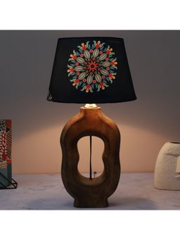 Tu Casa - Navy Blue Artistry Mangowood Table Lamp For Home Decoration
