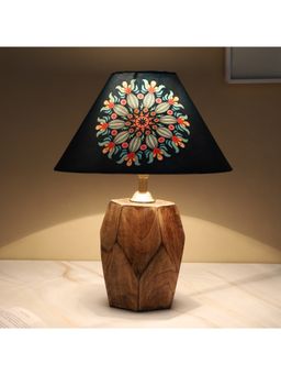 Tu Casa - Navy Blue Mangowood Diamond Cut Table Lamp For Home Decoration