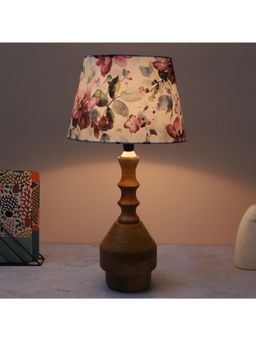 Tu Casa - White Bottle Shape Tan Color Mangowood Table Lamp For Home Decoration