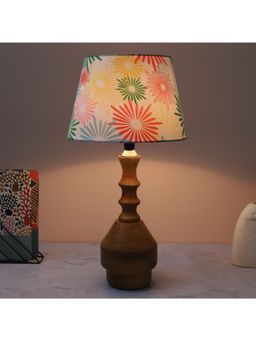 Tu Casa - White Bottle Shape Tan Color Mangowood Table Lamp For Home Decoration