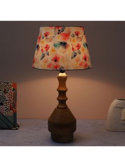 Tu Casa - White Bottle Shape Tan Color Mangowood Table Lamp For Home Decoration