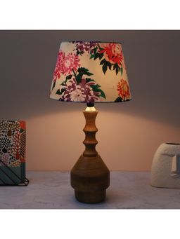 Tu Casa - White Bottle Shape Tan Color Mangowood Table Lamp For Home Decoration