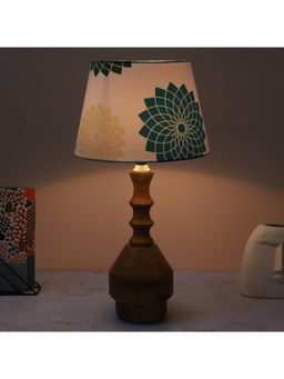 Tu Casa - White Bottle Shape Tan Color Mangowood Table Lamp For Home Decoration