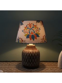 Tu Casa - White Hand Carved Mangowood Table Lamp For Home Decoration