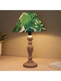 Tu Casa - Green Hand Carved Classic Mangowood Table Lamp For Home Decoration