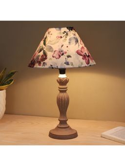 Tu Casa - White Hand Carved Classic Mangowood Table Lamp For Home Decoration