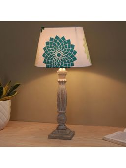 Tu Casa - White Hand Carved Ilumista Mangowood Table Lamp For Home Decoration