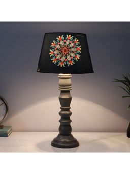 Tu Casa - Navy Blue Rustic Grey Mangowood Table Lamp For Home Decoration