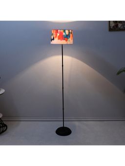 Tu Casa - Multi-Color Black Metal-Iron Base Foldable Floor Lamp With Abstract Print For Bedroom