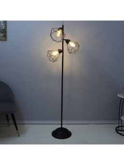 Tu Casa - Black Iron Base Foldable Floor Lamp With White & Glass Shade For Bedroom