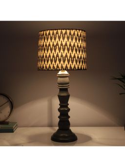 Tu Casa - White Rustic Grey Mangowood Table Lamp For Home Decoration