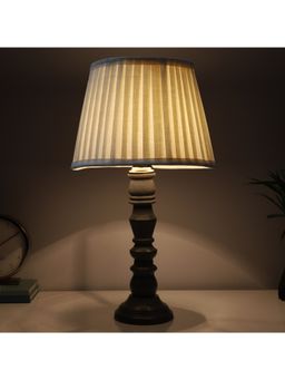 Tu Casa - Off White Rustic Grey Mangowood Table Lamp For Home Decoration