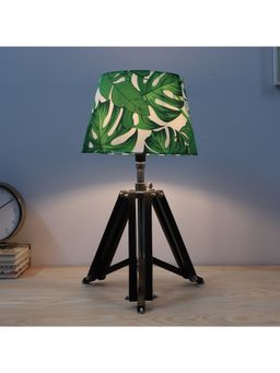 Tu Casa - Green Vintage Tripod Black Mangowood Table Lamp For Home Decoration