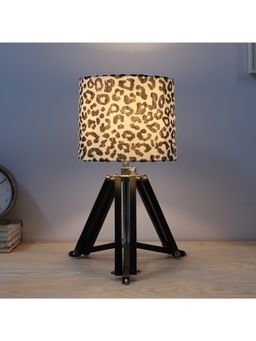 Tu Casa - White Vintage Tripod Black Mangowood Table Lamp For Home Decoration
