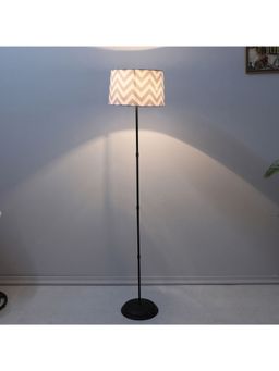 Tu Casa - Multi-Color Black Metal-Iron Base Foldable Floor Lamp With Maze Print For Bedroom