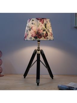 Tu Casa - White Classic Vintage Tripod Black Mangowood Table Lamp For Home Decoration
